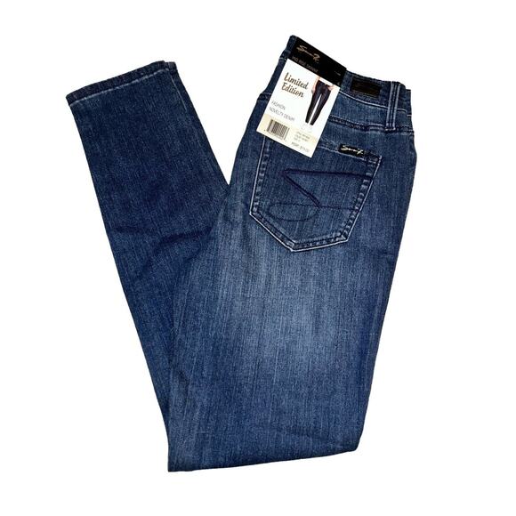 NWT Womens SEVEN 7 Secret Dark Mid Rise Skinny Fashion Novelty Denim Jeans 6 $79 - Picture 11 of 11